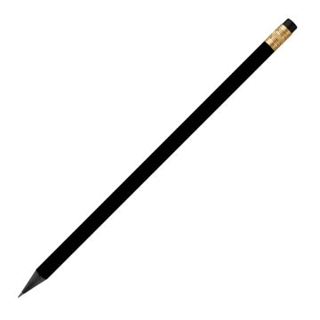 Designbleistift rund schwarz durchgefärbt, silber mit Radierer, FSC