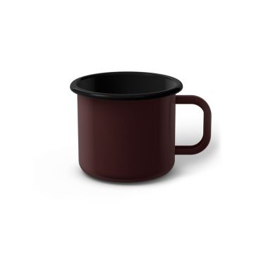 Emaille Tasse 7 cm dunkelbraun, schwarzer Rand, Innenfarbe schwarz, (Cappuccinotasse)