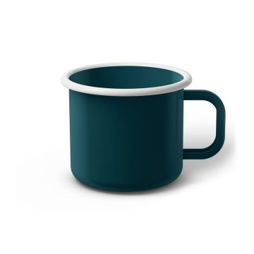 Emaille Tasse 8 cm dunkeltürkis, weißer Rand, Innenfarbe dunkeltürkis, (Klassiker)