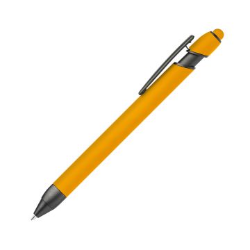 Alpha Rainbow Soft Touch Dreikant-Kugelschreiber mit Stylus gunmetal gelb