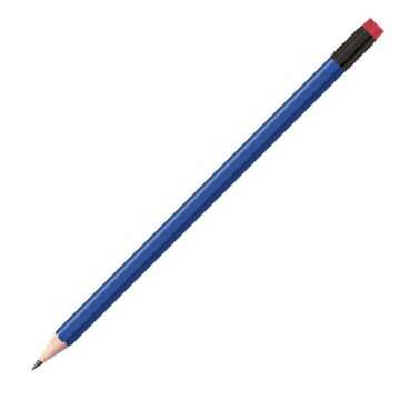Staedtler Bleistift blau eckig mit schwarzer Zwinge und rotem Radiertip