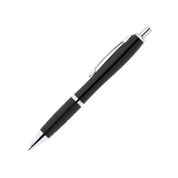 Curvo Metallkugelschreiber chrome mit Metallgriffzone schwarz