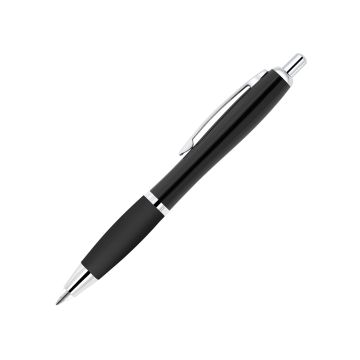 Curvo Metallkugelschreiber chrome mit Softgripgriffzone und Licht schwarz