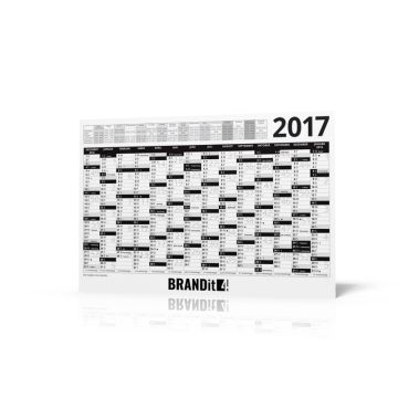 Wandkalender 2017 schwarz mit Feiertagen