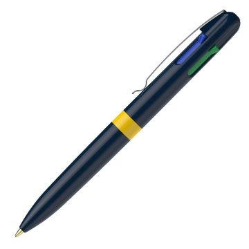 Schneider Take 4 Promo Vier-Schreibfarben Kugelschreiber blau / gelb Schneider Take 4 Promo Vier-Schreibfarben Kugelschreiber blau / gelb