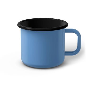 Emaille Tasse 9 cm blau, schwarzer Rand, Innenfarbe schwarz, (Jumbotasse) Emaille Tasse 9 cm blau, schwarzer Rand, Innenfarbe schwarz, (Jumbotasse)