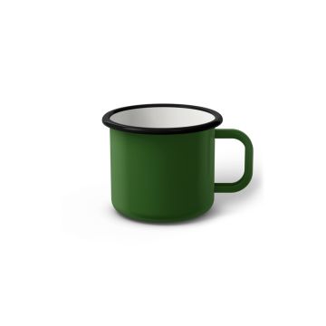 Emaille Tasse 6 cm grün, schwarzer Rand, Innenfarbe weiß, (Kaffeetasse) Emaille Tasse 6 cm grün, schwarzer Rand, Innenfarbe weiß, (Kaffeetasse)