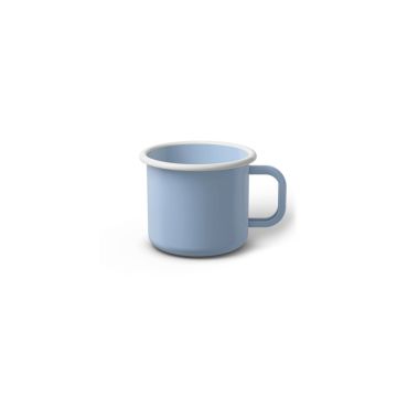 Emaille Tasse 5 cm hellblau, weißer Rand, Innenfarbe hellblau, (Espressotasse) Emaille Tasse 5 cm hellblau, weißer Rand, Innenfarbe hellblau, (Espressotasse)
