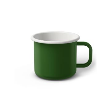 Emaille Tasse 7 cm grün, weißer Rand, Innenfarbe weiß, (Cappuccinotasse) Emaille Tasse 7 cm grün, weißer Rand, Innenfarbe weiß, (Cappuccinotasse)