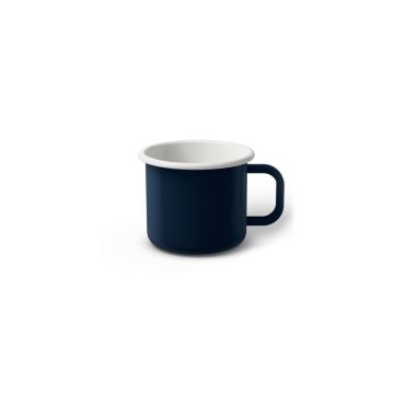 Emaille Tasse 5 cm dunkelblau, weißer Rand, Innenfarbe weiß, (Espressotasse) Emaille Tasse 5 cm dunkelblau, weißer Rand, Innenfarbe weiß, (Espressotasse)