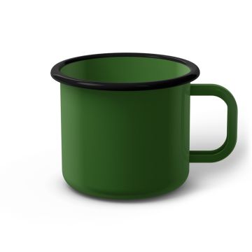 Emaille Tasse 9 cm grün, schwarzer Rand, Innenfarbe grün, (Jumbotasse) Emaille Tasse 9 cm grün, schwarzer Rand, Innenfarbe grün, (Jumbotasse)