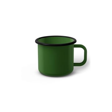 Emaille Tasse 6 cm grün, schwarzer Rand, Innenfarbe grün, (Kaffeetasse) Emaille Tasse 6 cm grün, schwarzer Rand, Innenfarbe grün, (Kaffeetasse)