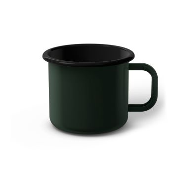 Emaille Tasse 8 cm dunkelgrün, schwarzer Rand, Innenfarbe schwarz, (Klassiker) Emaille Tasse 8 cm dunkelgrün, schwarzer Rand, Innenfarbe schwarz, (Klassiker)