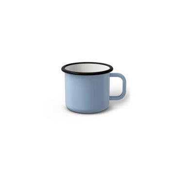 Emaille Tasse 5 cm hellblau, schwarzer Rand, Innenfarbe weiß, (Espressotasse) Emaille Tasse 5 cm hellblau, schwarzer Rand, Innenfarbe weiß, (Espressotasse)