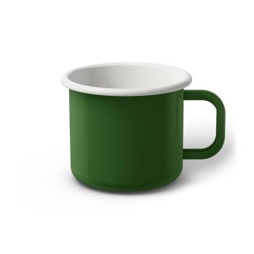 Emaille Tasse 8 cm grün, weißer Rand, Innenfarbe weiß, (Klassiker) Emaille Tasse 8 cm grün, weißer Rand, Innenfarbe weiß, (Klassiker)