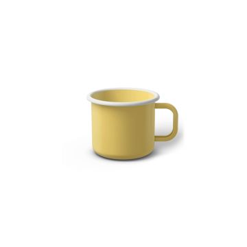 Emaille Tasse 5 cm hellgelb, weißer Rand, Innenfarbe hellgelb, (Espressotasse) Emaille Tasse 5 cm hellgelb, weißer Rand, Innenfarbe hellgelb, (Espressotasse)