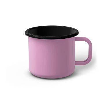 Emaille Tasse 8 cm pink, schwarzer Rand, Innenfarbe schwarz, (Klassiker) Emaille Tasse 8 cm pink, schwarzer Rand, Innenfarbe schwarz, (Klassiker)