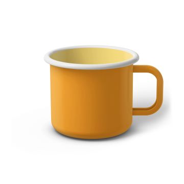 Emaille Tasse 8 cm dunkelgelb, weißer Rand, Innenfarbe hellgelb, (Klassiker) Emaille Tasse 8 cm dunkelgelb, weißer Rand, Innenfarbe hellgelb, (Klassiker)