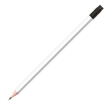 Staedtler Bleistift weiß, eckig mit schwarzer Zwinge und schwarzem Radiertip Staedtler Bleistift weiß, eckig mit schwarzer Zwinge und schwarzem Radiertip