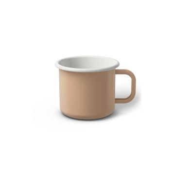 Emaille Tasse 6 cm hellbeige, weißer Rand, Innenfarbe weiß, (Kaffeetasse) Emaille Tasse 6 cm hellbeige, weißer Rand, Innenfarbe weiß, (Kaffeetasse)