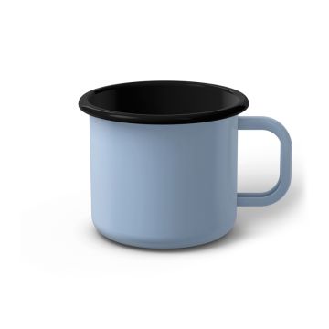 Emaille Tasse 8 cm hellblau, schwarzer Rand, Innenfarbe schwarz, (Klassiker) Emaille Tasse 8 cm hellblau, schwarzer Rand, Innenfarbe schwarz, (Klassiker)