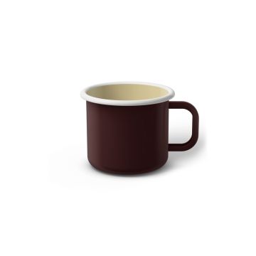 Emaille Tasse 6 cm dunkelbraun, weißer Rand, Innenfarbe beige, (Kaffeetasse) Emaille Tasse 6 cm dunkelbraun, weißer Rand, Innenfarbe beige, (Kaffeetasse)