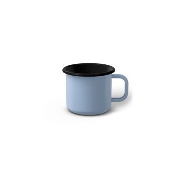 Emaille Tasse 5 cm hellblau, schwarzer Rand, Innenfarbe schwarz, (Espressotasse) Emaille Tasse 5 cm hellblau, schwarzer Rand, Innenfarbe schwarz, (Espressotasse)