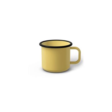 Emaille Tasse 5 cm hellgelb, schwarzer Rand, Innenfarbe hellgelb, (Espressotasse) Emaille Tasse 5 cm hellgelb, schwarzer Rand, Innenfarbe hellgelb, (Espressotasse)