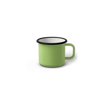 Emaille Tasse 5 cm limettengrün, schwarzer Rand, Innenfarbe weiß, (Espressotasse) Emaille Tasse 5 cm limettengrün, schwarzer Rand, Innenfarbe weiß, (Espressotasse)