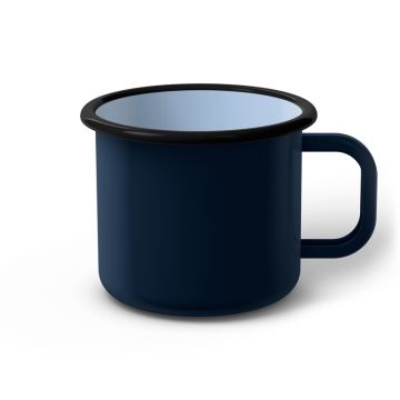 Emaille Tasse 9 cm dunkelblau, schwarzer Rand, Innenfarbe hellblau, (Jumbotasse) Emaille Tasse 9 cm dunkelblau, schwarzer Rand, Innenfarbe hellblau, (Jumbotasse)