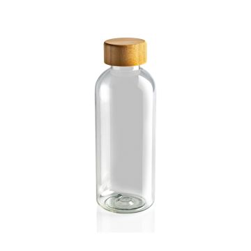 GRS rPET Flasche mit Bambus-Deckel GRS rPET Flasche mit Bambus-Deckel