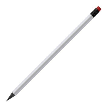 Designbleistift rund schwarz durchgefärbt, weiß matt mit Radierer, FSC red Designbleistift rund schwarz durchgefärbt, weiß matt mit Radierer, FSC red