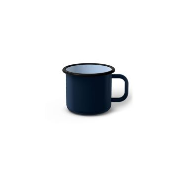 Emaille Tasse 5 cm dunkelblau, schwarzer Rand, Innenfarbe hellblau, (Espressotasse) Emaille Tasse 5 cm dunkelblau, schwarzer Rand, Innenfarbe hellblau, (Espressotasse)