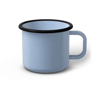 Emaille Tasse 9 cm hellblau, schwarzer Rand, Innenfarbe hellblau, (Jumbotasse) Emaille Tasse 9 cm hellblau, schwarzer Rand, Innenfarbe hellblau, (Jumbotasse)