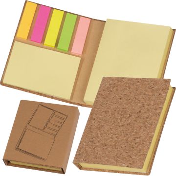 Haftmarker- und Haftnotizbuch mit Korkumschlag Haftmarker- und Haftnotizbuch mit Korkumschlag