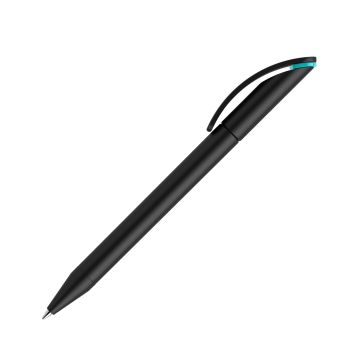 Prodir DS3 TMM Twist Kugelschreiber schwarz matt mit Metallspitze und farbigem Ring Prodir DS3 TMM Twist Kugelschreiber schwarz matt mit Metallspitze und farbigem Ring