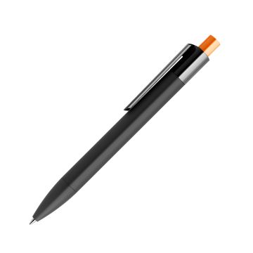 Prodir DS4 PRR Soft Touch Push Kugelschreiber schwarz mit farbigem Drücker polished