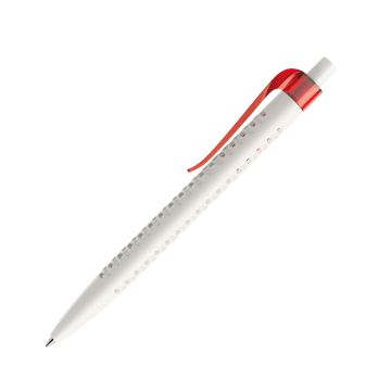 Prodir QS40 PMT Push Kugelschreiber weiß matt mit Clip Curve transparent