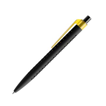 Prodir QS40 PRT Soft Touch Push Kugelschreiber schwarz mit Clip Flat transparent