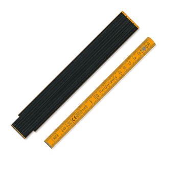 Zollstock mit schwarzer Hochseite und hellorangen Gliedern
