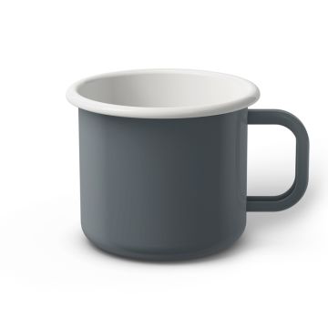 Emaille Tasse 9 cm, weißer Rand, Innenfarbe weiß, (Jumbotasse) Emaille Tasse 9 cm, weißer Rand, Innenfarbe weiß, (Jumbotasse)