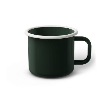 Emaille Tasse 8 cm dunkelgrün, weißer Rand, Innenfarbe dunkelgrün, (Klassiker) Emaille Tasse 8 cm dunkelgrün, weißer Rand, Innenfarbe dunkelgrün, (Klassiker)