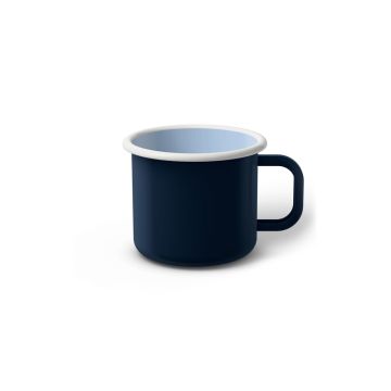 Emaille Tasse 6 cm dunkelblau, weißer Rand, Innenfarbe hellblau, (Kaffeetasse) Emaille Tasse 6 cm dunkelblau, weißer Rand, Innenfarbe hellblau, (Kaffeetasse)