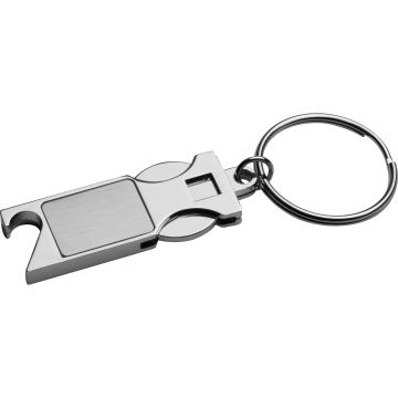 Schlüsselanhänger aus Metall mit Einkaufschip Schlüsselanhänger aus Metall mit Einkaufschip