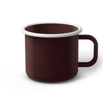 Emaille Tasse 9 cm dunkelbraun, weißer Rand, Innenfarbe dunkelbraun, (Jumbotasse) Emaille Tasse 9 cm dunkelbraun, weißer Rand, Innenfarbe dunkelbraun, (Jumbotasse)