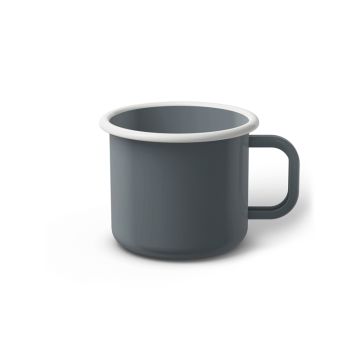 Emaille Tasse 7 cm grau, weißer Rand, Innenfarbe grau, (Cappuccinotasse) Emaille Tasse 7 cm grau, weißer Rand, Innenfarbe grau, (Cappuccinotasse)
