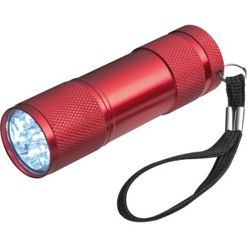 Taschenlampe aus Aluminium mit 9 LEDs, inkl. Batterien in einer Box
