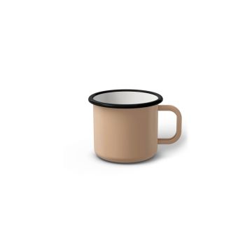 Emaille Tasse 5 cm hellbeige, schwarzer Rand, Innenfarbe weiß, (Espressotasse) Emaille Tasse 5 cm hellbeige, schwarzer Rand, Innenfarbe weiß, (Espressotasse)