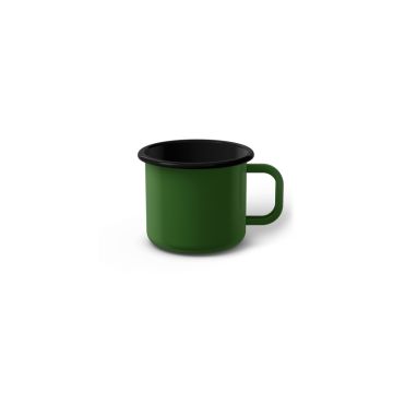 Emaille Tasse 5 cm grün, schwarzer Rand, Innenfarbe schwarz, (Espressotasse) Emaille Tasse 5 cm grün, schwarzer Rand, Innenfarbe schwarz, (Espressotasse)