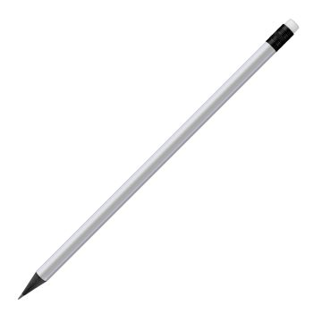 Designbleistift rund schwarz durchgefärbt, weiß matt mit Radierer, FSC white Designbleistift rund schwarz durchgefärbt, weiß matt mit Radierer, FSC white